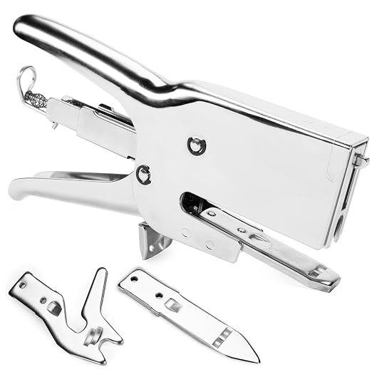 IDL Packaging HSP-12 Heavy-Duty Metal Plier Stapler, Silver - Works with 7/16" (11 mm) Crown Staples - Industrial Cardboard Stapler - Great for Sealing Packaging Boxes, Mail Bags, or Poster Tubes