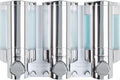Better Living Aviva Wall Mount Shower Dispenser, 3 x 11oz, Chrome | 3 Chamber, Wall Mount Shower Soap Pump Dispenser, Built-in Hooks, No Drill, Waterproof Shampoo Soap Dispenser