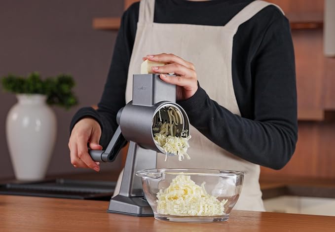 Zyliss Gourmet Drum Grater - Multipurpose Kitchen Grater for Vegetables, Hard Cheeses, Nutes, Fruits & Chocolates - Simplify Healthy Meal Prep - Shredder for Countertop Use - Single