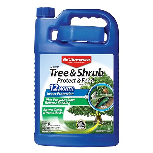 BioAdvanced 12 Month Tree & Shrub Protect and Feed Concentrate - Mix & Pour - Insect Control and Plant Food - Up to 12 Months Protection - 1 gal Bottle