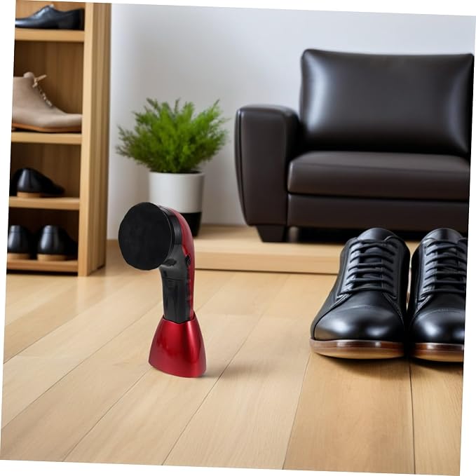 Electric Shoe Polishing Brush Set Replacement Heads with Dual Power | Fiber, Sponge, Plastic Components, Dust Removal and Deep Cleansing, for Office or Travel Use, 710 Red Version