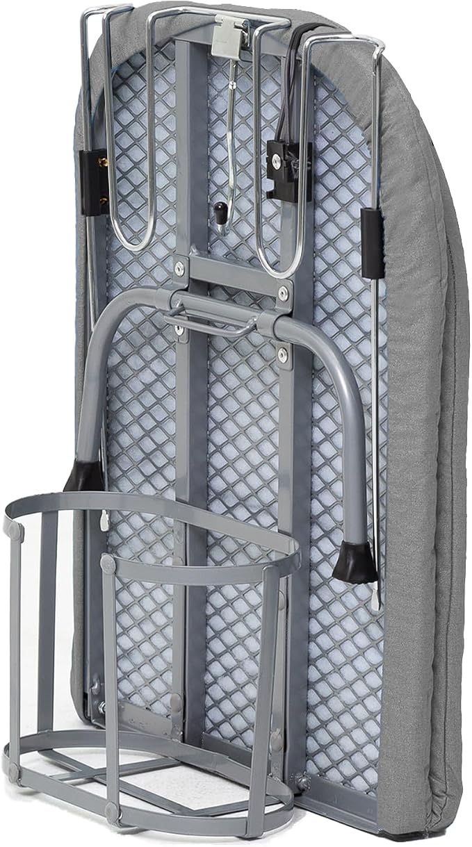 Small Ironing Board with Iron Holder, RAINHOL Countertop Mini Ironing Board Tabletop with Non-Slip Feet, Travel Foldable Iron Table for Small Space, Grey