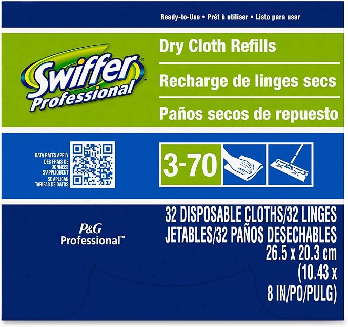 Swiffer® Sweeper Dry Cloth Refills, 10-5/8" x 8", White, 32 Cloths Per Box, Carton of 6 Boxes