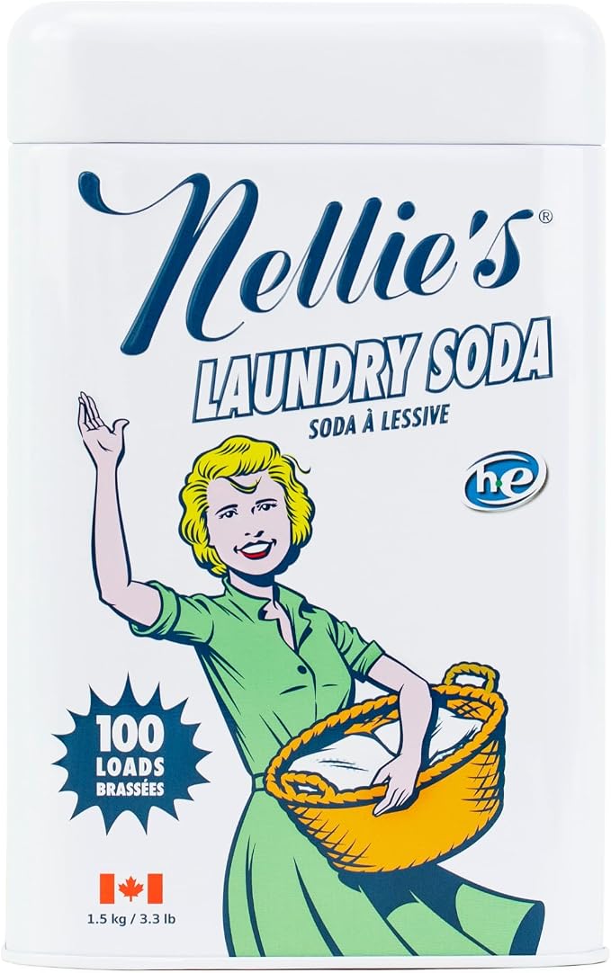 Nellie's Laundry Soda - Concentrated Laundry Detergent Powder - 100 Load - Gentle on Skin and Environment - Fragrance-Free - (Made in Canada) | Septic-Safe, HE Compatible & Fragrance-Free, Concentrated Formula