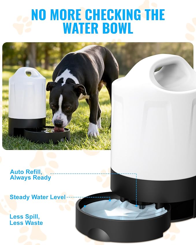 PETNF 1 Gallon Dog Water Dispenser with Handle | Gravity Fed Automatic Water Bottle with Pull-Out Bowl for Large & Multi-Dog, Portable for Travel Camping Hiking, BPA-Free