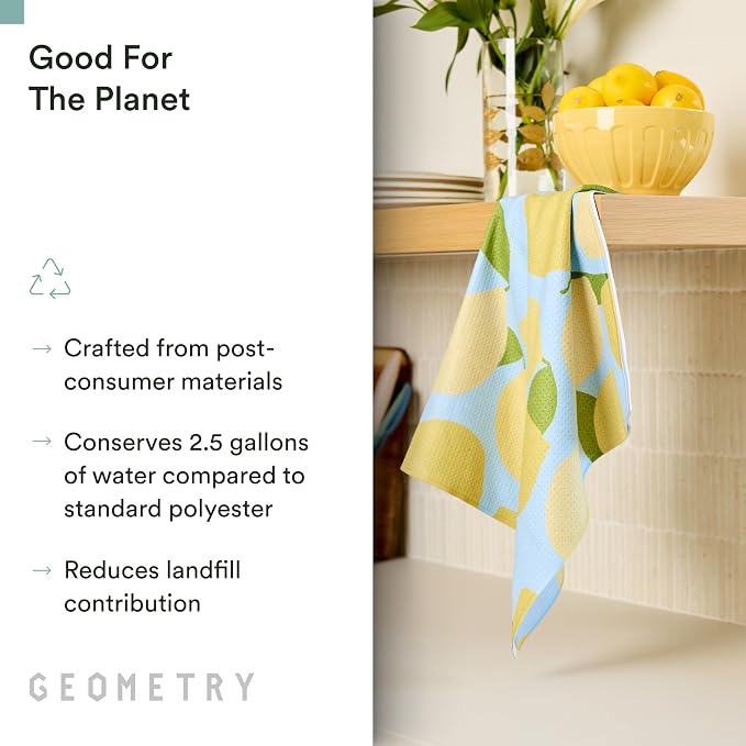GEOMETRY Tea Towels – Spring & Summer Collection – Quick-Dry, Ultra-Absorbent, Reusable Microfiber Kitchen Towels for Drying & Cleaning - Main Squeeze - 2 Pack