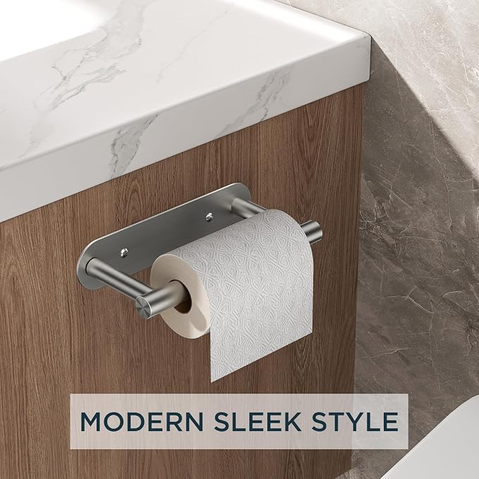 FORIOUS Toilet Paper Holder Wall Mount, Stainless Steel Rustproof Double Post Pivoting Tissue Roll Holder for Bathroom, Commercial Toilet Paper Dispenser (Stainless Steel, Modern Round 1 Pack)