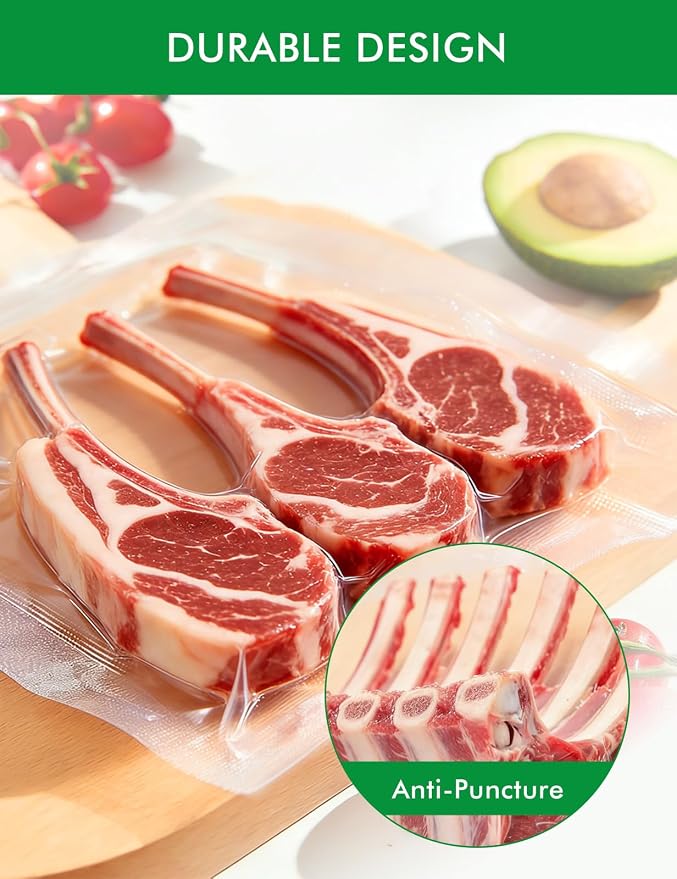 Vacuum Sealer Bags, 11"x16" Gallon, 8"x12" Quart, 6"x10" Pint, 150Pcs | Commercial Grade, BPA Free, Sous Vide Compatible, Puncture Prevention, Kitchen Essentials