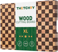 Checkered Cutting Boards for Kitchen, 20" x 15" Chopping Board | 1" Thick Acacia Wood Cutting Board with Juice Grooves, Extra Large Butcher Block for Prep, Serving, Stovetop with Gift Box