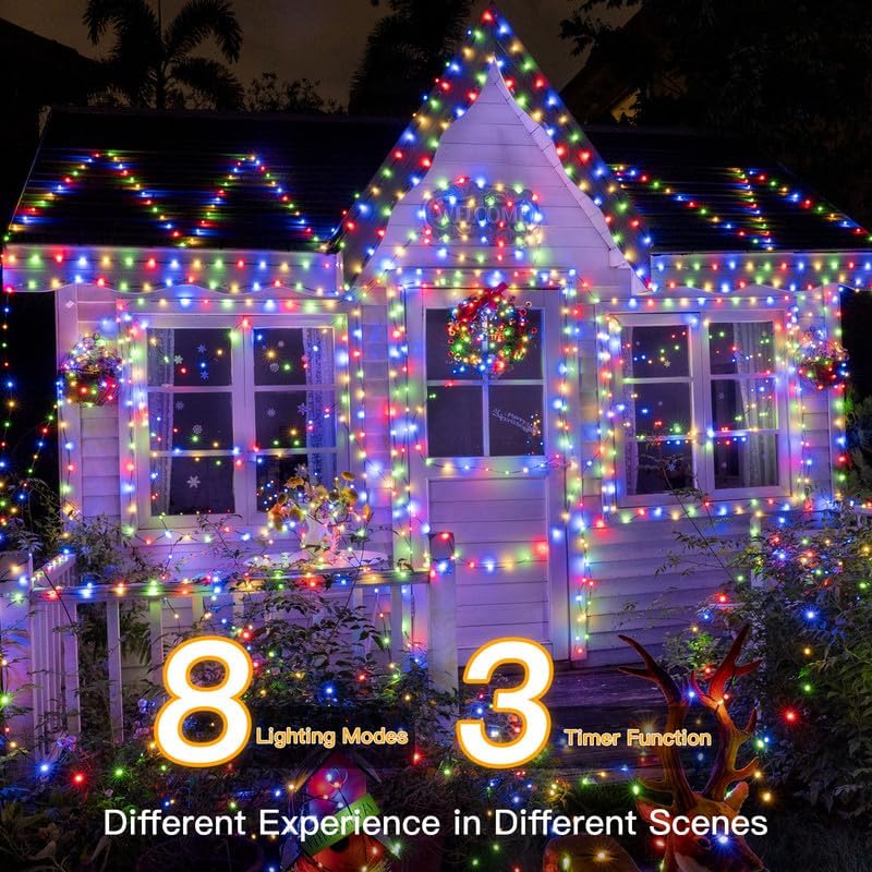 Ollny 393FT 1200LED Outdoor Christmas Lights with Remote 8 Modes Multicolor