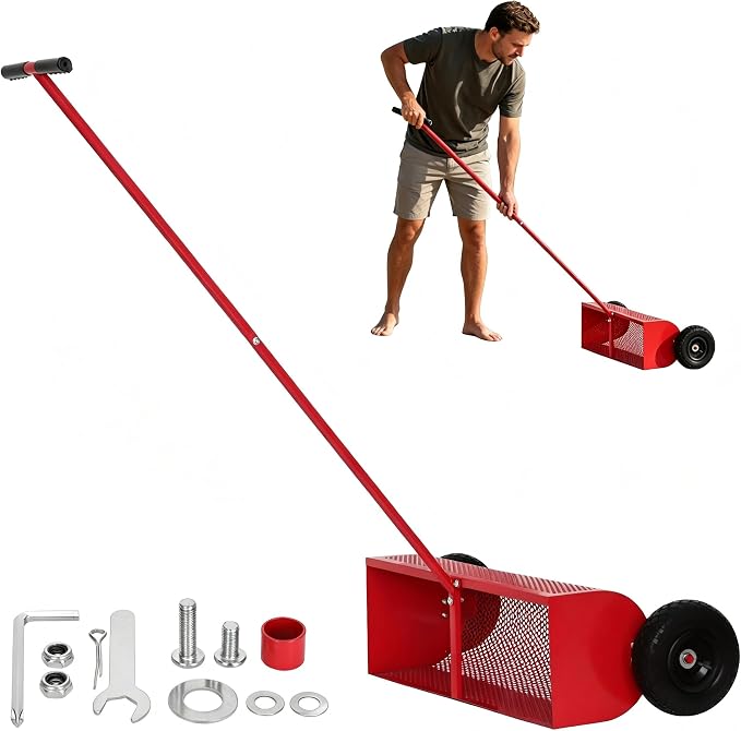 28in Beach Cleaning Tool with Wheels, Basket-Shaped Sand Sifter | Beach Cleaning Tool 28in Wide Basket-Shaped with Wheels, Beach Sand Cleaning Machine for Treasure Hunting & Family Activities