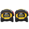LEXIVON [2-Pack] 25Ft/7.5m AutoLock Tape Measure | 1-Inch Wide Blade with Nylon Coating, Matte Finish White & Yellow Dual Sided Rule Print | Ft/Inch/Fractions/Metric (LX-205X2)