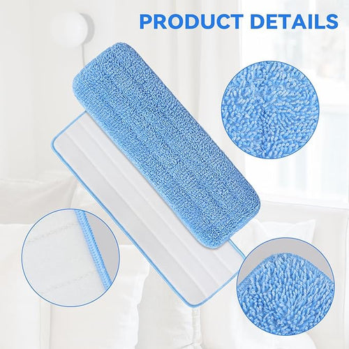 12" Microfiber Pad for Rubbermaid Commercial 12 Inch Mop Head - 8 Pack Replacement Wet & Dry Commercial Reusable Cleaning Mop Refills Fit for Any Microfiber Flat Mop System 12"