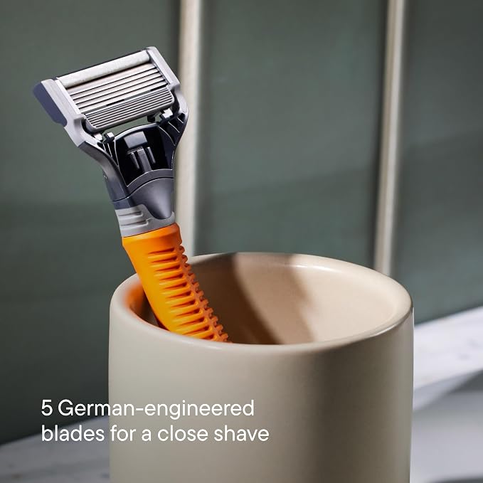 Harry's Original Shaving Kit for Men - 6 Razor Blade Refills, Foaming Shave Gel, and Travel Blade Covers - TSA Approved Travel Essentials - German Engineered
