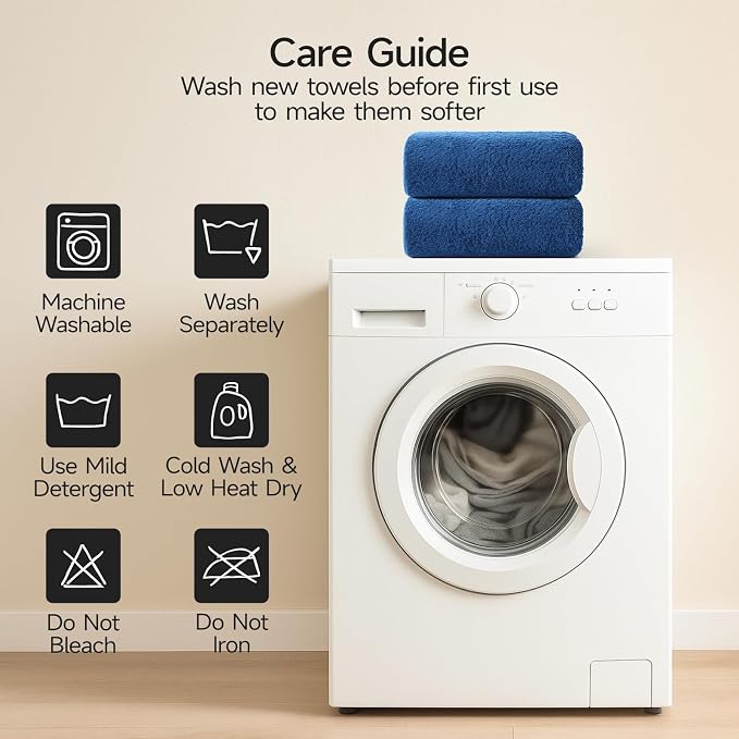 REDKISS 2 Piece Luxury Bath Towel Set - 31x62 inch Oversized Thick Bath Towels, 100% Cotton, 900 GSM, Super Soft, Highly Absorbent, Quick Dry Large Shower Towels for Bathroom, Pool, Gym, Spa, Navy