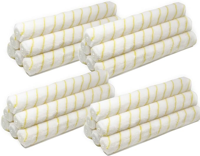Allgala 18 Inch Paint Roller Covers Shedless Lint Free 24 Bulk Pack 1/2 inch Nap Paint Roller Cover Sleeves with End Caps -Model TH10324