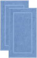 SALBAKOS 2-Piece 100% Turkish Cotton Bath Mat Towel, 20x34 inch, Blue | Bathroom Floor Towels, Thick Soft Most Absorbent Quick-Dry Durable Large Size Foot Rug, Premium Hotel Quality Made in Turkey