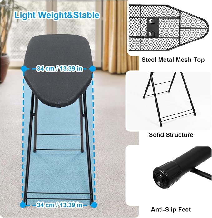 Duwee 13"×35" Ironing Board Small with Heat Resistant Cover Thicken Padding | Folding Compact Ironing Board,Light Weight,Easy to Storage