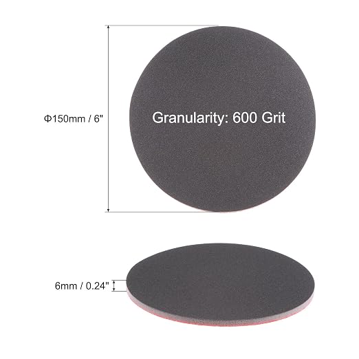 uxcell 12pcs 600 Grit Sanding Sponge 6 Inch Hook and Loop Sponge Sanding Disc Wet/Dry for Car Wood Drywall Metal