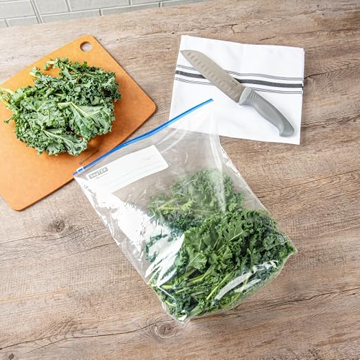 Restaurantware-Bag Tek 2 Gallon Freezer Slider Bags, 25 Disposable Zipper Pouch Bags - Slide Zipper, Expandable Bottom, Clear Plastic Freezer Bag, With Write-On-Label, For Food Storage