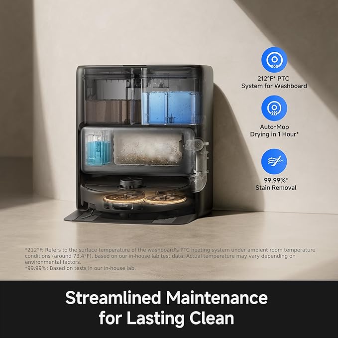 Mova P70 Pro Ultra Robot Vacuum and Mop, 30,000Pa Suction, 212℉ Hot Water Mop Self-Cleaning & 1-Hour Fast Drying, Corner-to-Edge Deep Cleaning, Auto-Empty Dock, AI Object Recognition, Black