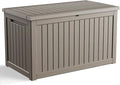 DRATO 280 Gallon Deck Boxes Outdoor Waterproof, Lockable Outdoor Storage Box for Patio Furniture Pool Supplies Garden Tools, Weatherproof Resin Storage Box for Backyard (Grey, 280 Gallon)