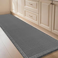IM HOME Waffle Bath Mat Grey 5'x2', Boho Woven Modern Bath Mat Rugs, Absorbent Non Slip Bathroom Rugs, Soft Washable Bath Rugs with Tassels for Bathroom, Bedroom, Kitchen, Shower, Tub