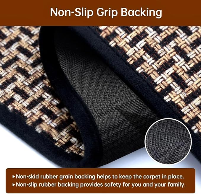 eqivei Kitchen Rugs and Mats Non Skid Washable Set of 2 PCS, Absorbent Runner Rugs for Kitchen, Front of Sink, Kitchen Mats for Floor, 17.3"x 47"+17.3"x 29" (Black)