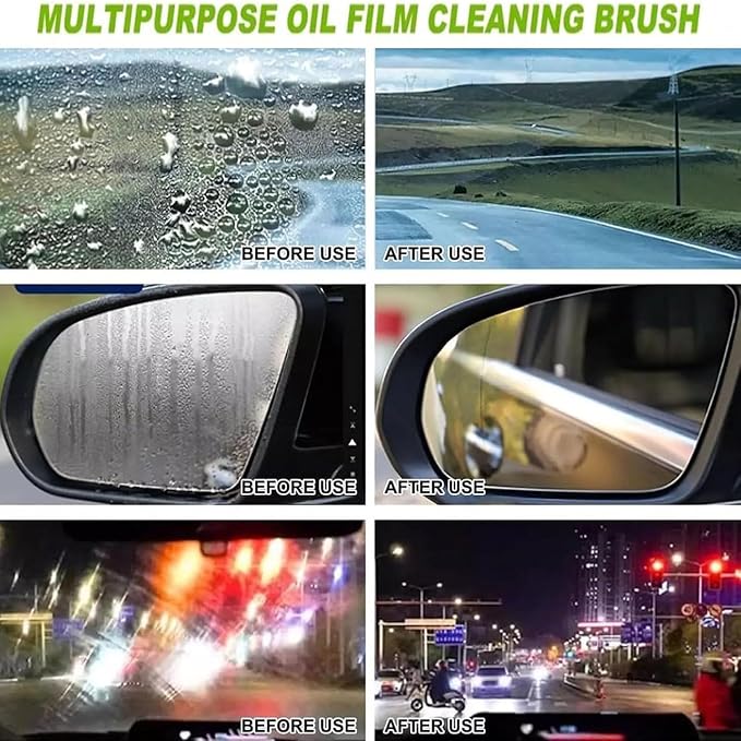 Oil-Free Car Glass Cleaner Brushes, 2026 New Oil Film Brush 2.0, Automotive Oils Film Cleaning Brush for Car Window, Universal Glass Cleaning Board