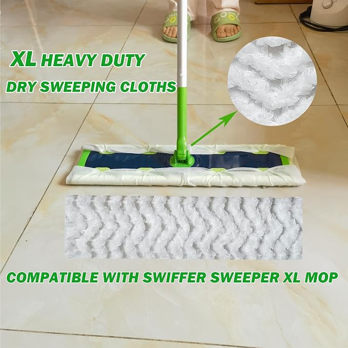 XL Dry Sweeping Cloth and XL Heavy Duty Sweeping Cloth for Swiffer Sweeper XL Mop