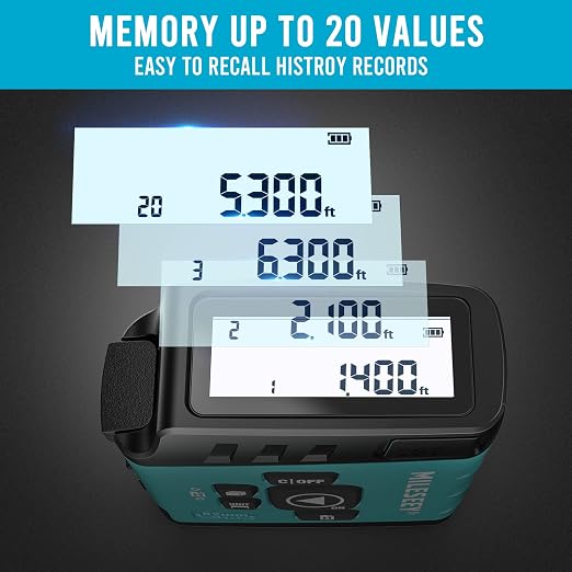 MiLESEEY DT20 Laser Tape Measure with APP, 3-in-1 Digital Measuring Tape Rechargeable, 130FT Laser Distance Meter, 16FT Digital Tape Measure Waterproof, Area/Volume/Measuring/Pythagorean Mode