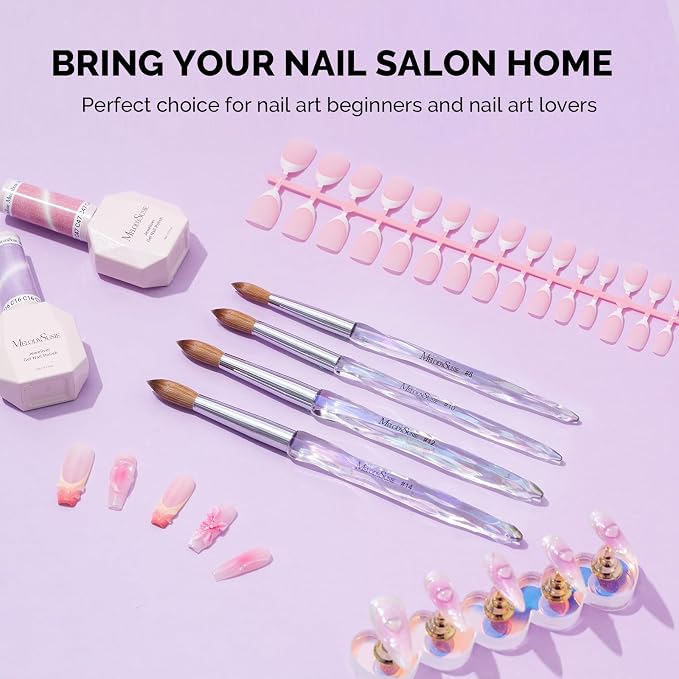 MelodySusie Kolinsky Acrylic Nail Brush, 100% Pure Kolinsky Hair, Professional Nail Brush for Acrylic Powder Nail Extension and 3D Nail Carving, for DIY Home Salon, Size 10