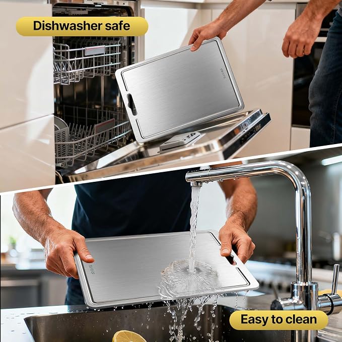 3-Piece Titanium Cutting Board Set with Juice Groove for Kitchen | 3 Sizes: 12"×18", 10"×14", 9"×12", Double-Sided, Non-Slip, Dishwasher Safe, Easy to Clean, Ideal for Meat, Vegetables & Fruit