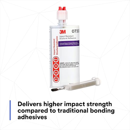 3M Impact Resistant Structural Adhesive, 07333, Two-Part Epoxy, True Automotive OEM Recommended, 200 mL/6.75 fl oz Cartridge, Purple
