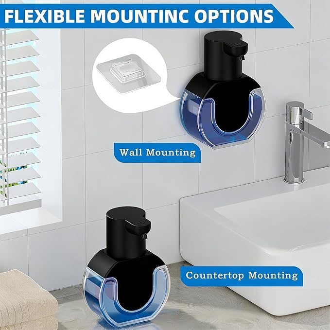 2Pack Automatic Soap Dispenser Touchless, Rechargeable Foaming Soap Dispenser,15oz/420ml Smart Hand Soap Dispensers,4-Level Adjustable,Wall Mount for Bathroom Kitchen Dish Soap,Hands-Free,Black