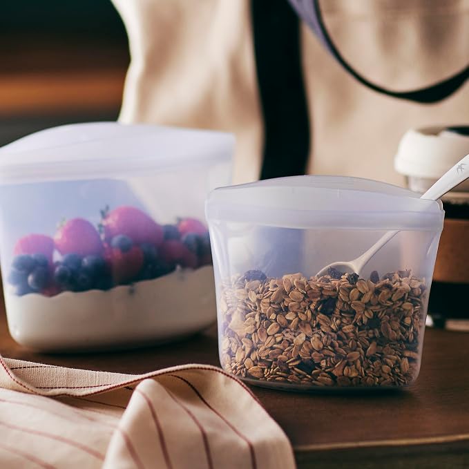 Stasher Premium Reusable Silicone Food Storage Bags, 6-Pack, Clear | Food-Safe Silicone, Eco-Friendly, Reusable Freezer Bags, Microwave, Dishwasher, Oven, Snack Bags, Lunch Containers, Meal Prep
