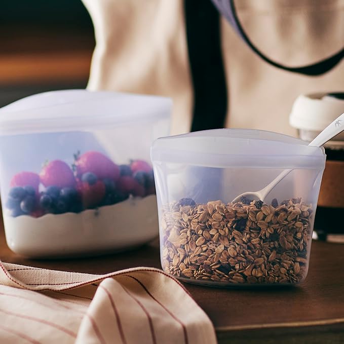 Stasher Premium Reusable Silicone Food Storage Bags, 3-Pack, Clear | Food-Safe Silicone, Eco-Friendly, Reusable Freezer Bags, Microwave, Dishwasher, Oven, Snack Bags, Lunch Containers, Meal Prep