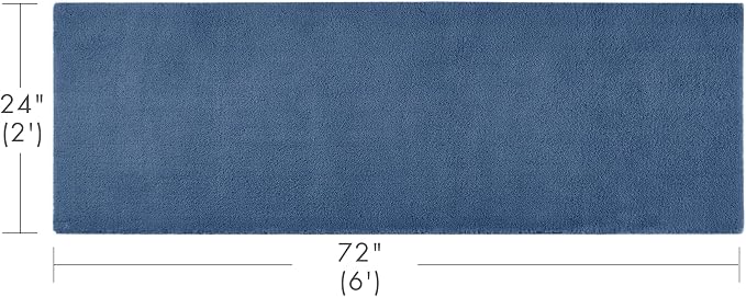 Madison Park Signature Marshmallow Bathroom Rug Non Slip, Luxrurious Plush Bath Mat, Absorbent, Quick Dry, Spa Design Bath Room Décor, 24x72, Navy