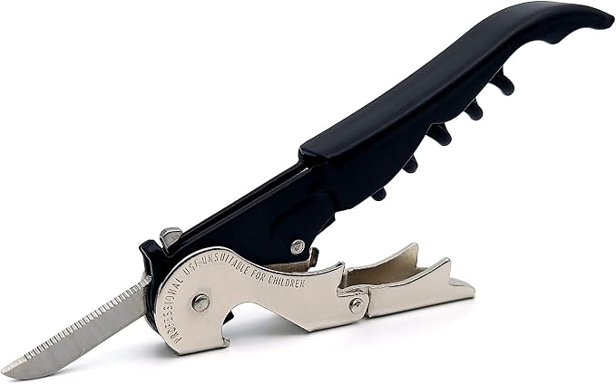 Pulltap's Genuine Slider 900 Waiter's Corkscrew – Double-Hinged Wine Key with Sliding Foil Cutter – Patented Design – Made in Spain – Negro (Black)