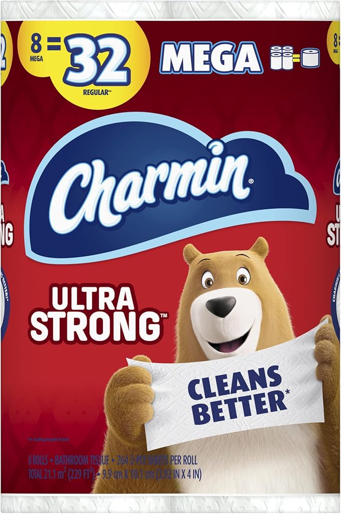 Charmin Ultra Strong Mega Roll 2-Ply Toilet Paper, 264 Sheets Per Roll, 8 Rolls Per Pack, Carton Of 3 Packs