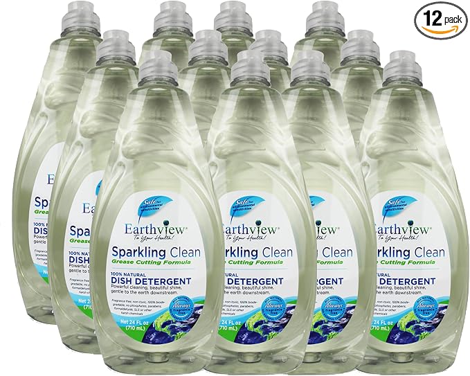 Fragrance Free, Free & Clear, Liquid Dish Soap, 12 Pk/ 24 oz (288 Fl Oz) |For Environmental Sensitivities (MCS, EI, free of MI, Sulfate, SLS) Sensitive Skin, Plant Based, Unscented