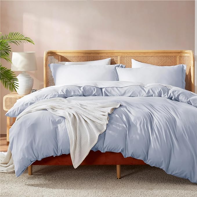 Nestl Ice Blue California King Duvet Cover Sets - Soft Double Brushed Cal King Duvet Cover, 3 Piece, with Button Closure, 1 Duvet Cover 104x98 inches and 2 Pillow Shams