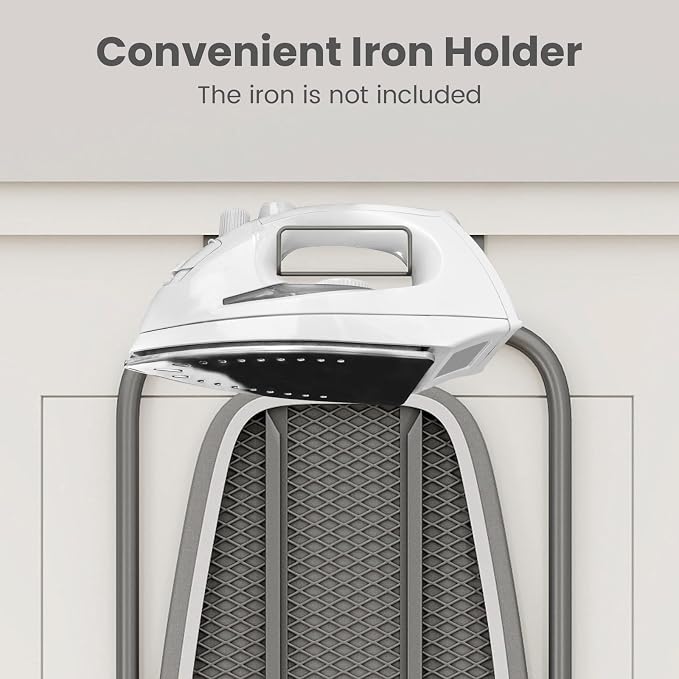 Over Door Ironing Board, Foldable Hanging Ironing Board with Built-in Iron Holder & 3-Tier Cotton Cover, Compact Ironing Station for Laundry Room, Apartment, Dorm, Home