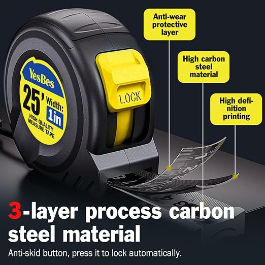 10 Pack Bulk Tape Measure 25 FT with Fractions 1/8, Easy Read Retractable Measuring Tape, Great for House Construction and Carpenter