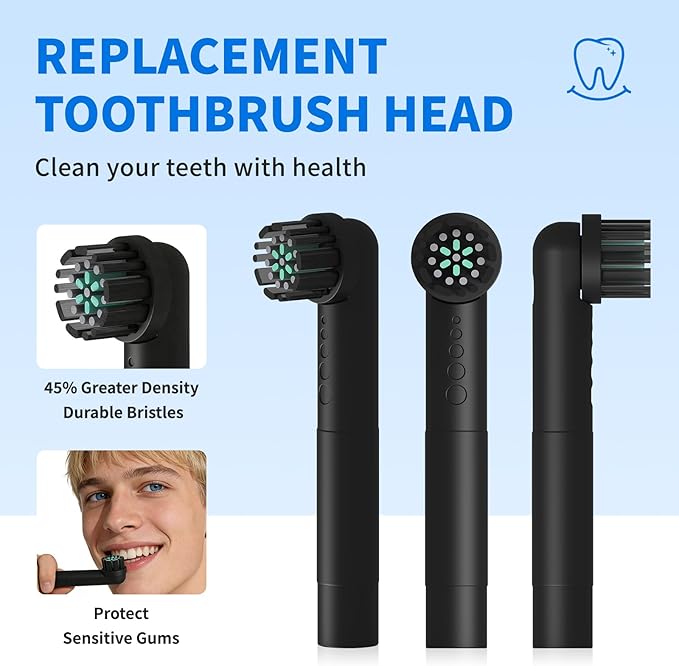 Toothbrush Replacement Heads Compatible with Quip 360 Oscillating Electric Toothbrush, Soft Bristles Brush Heads, Black, Pack of 4