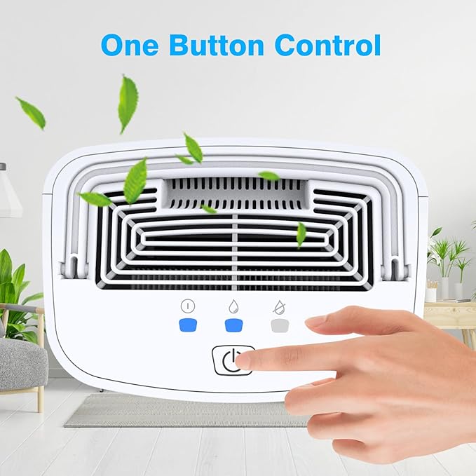 Dehumidifier 68oz(2000ml) Small Dehumidifier with Drain Hose for Up to 650 sq.ft Ultra Quiet Mini Portable Air for Home Basements Bathroom Bedroom Closet Kitchen RV