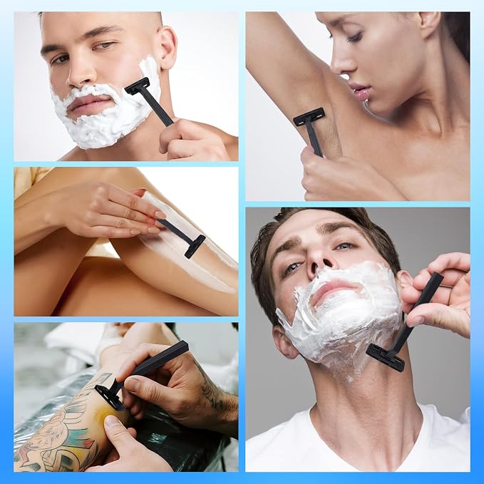 CXYARY 150 Pcs 3 Blade Disposable Razors With Clear Safety Cap, Shaving Razors Bulk for Men &Women, Stainless Steel Blade, Multipurpose Portable Shave Razor for Bathing Hotel Travel, Black