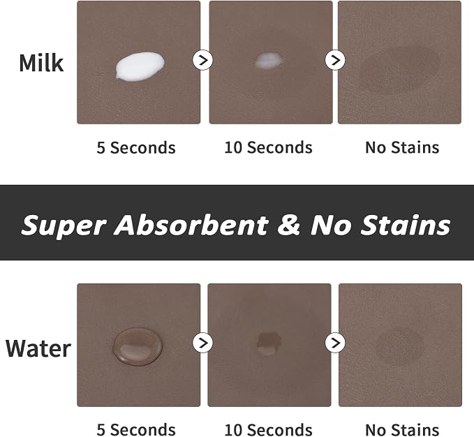 HotLive Dog Food Mat - Absorbent Cat Mat for Food and Water, No Stains Pet Feeding Bowl Mat, Easy to Clean Pet Placemats, Quick Dry Dog Water Dispenser Mat for Messy Drinkers | Brown 16"x 24"