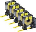 NineLeaf 5 Pack Compatible Labels Tape Replacement for Dymo 18052 1/4 inch Black on Yellow Heat Shrink Tube Labels 6mm x 1.5m for Wires and Cables Use in Rhino 4200 5200 5000 6000 3M Label Maker