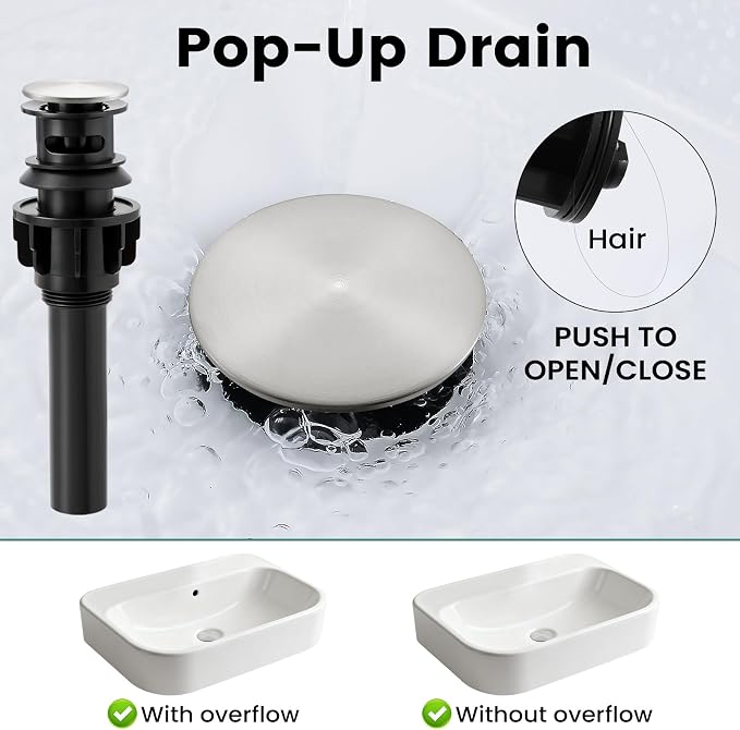 Brushed Nickel Pull Down Bathroom Faucet 3 Hole with Pop Up Drain, Bathroom Sink Faucet with Pull Down Sprayer 2 Modes, 8 inch Widespread Gold Faucet for Bathroom Sink, 2 Handle Vanity Faucet